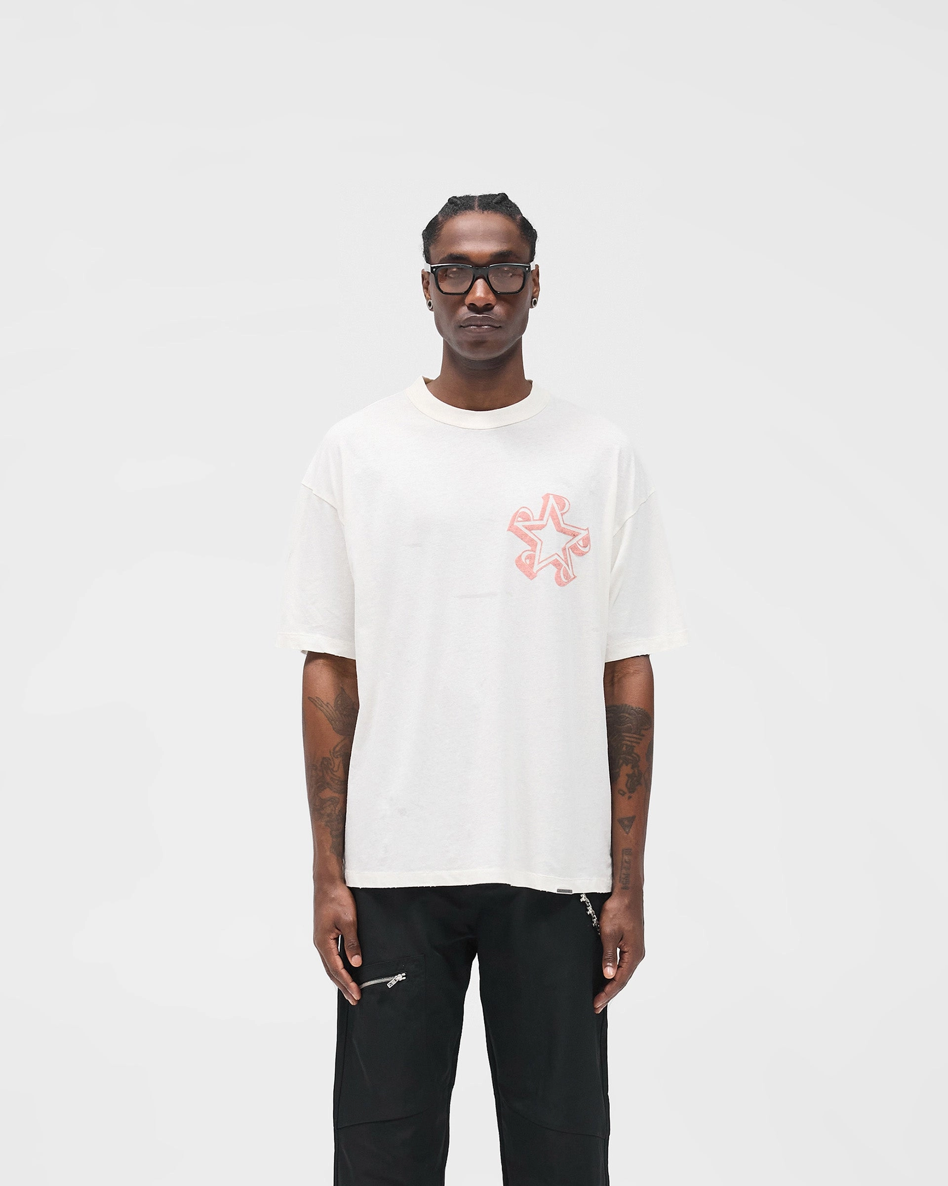 Initial Star T-Shirt - Flat White Plus size clothing