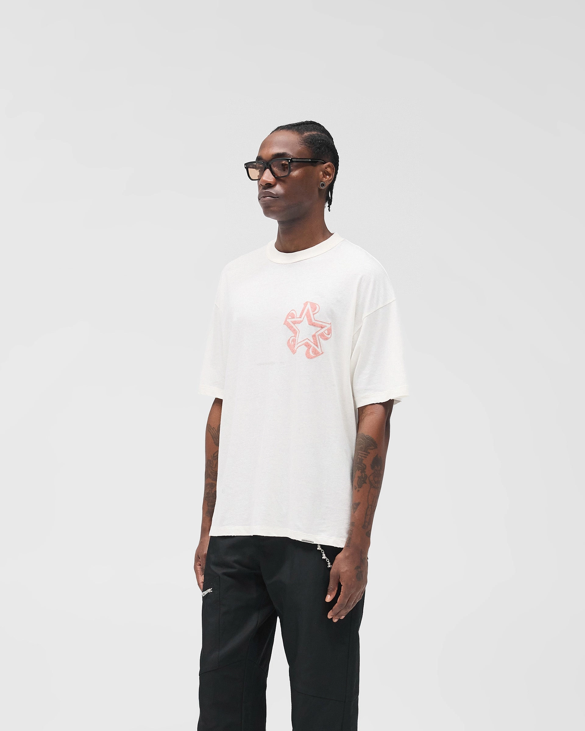 High Density Fabric Initial Star T-Shirt - Flat White