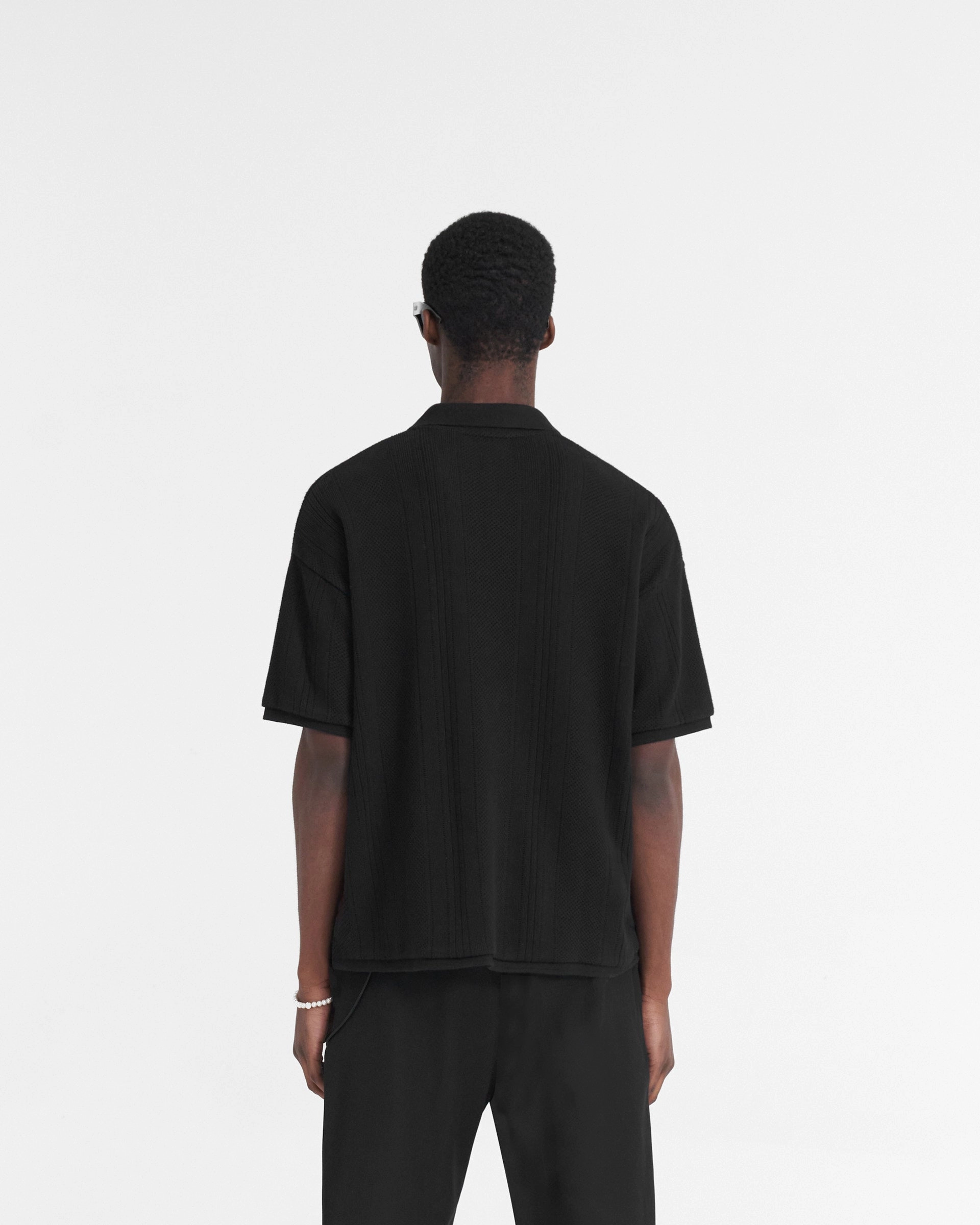 Quick Dry Performance FlexibleKnit Open Stitch Polo - Black