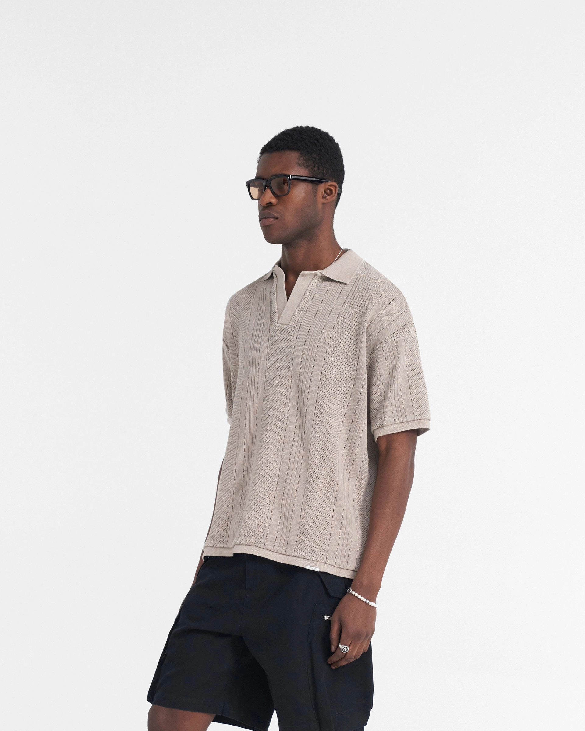 Edgy Open Stitch Polo - Cashmere