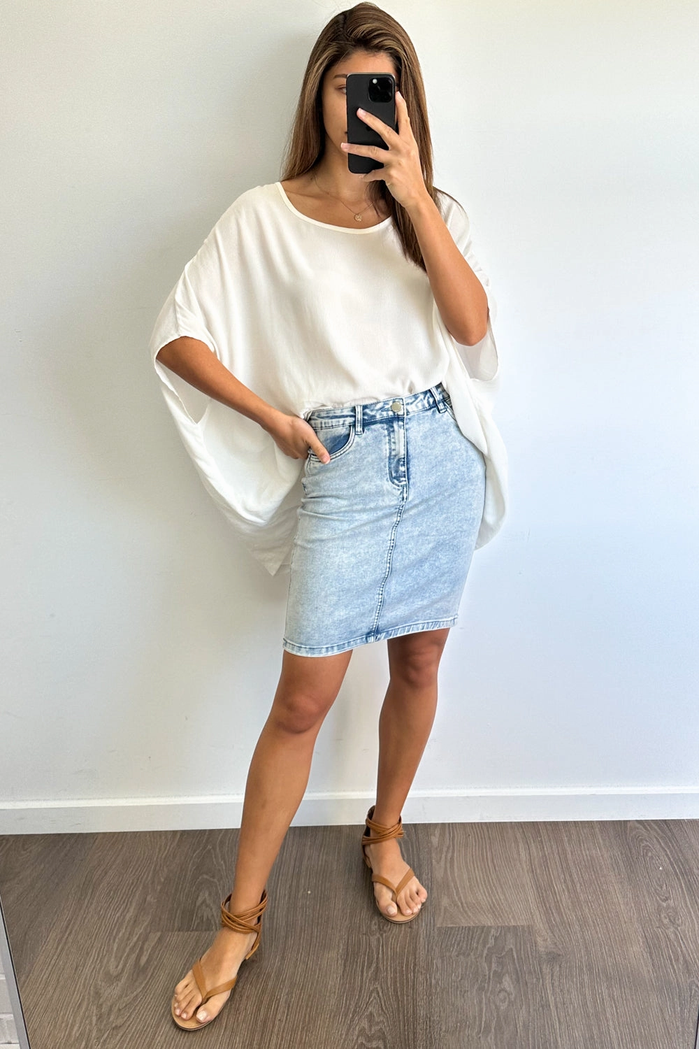 Oslo Denim Skirt - Acid Wash Flexible Durability Denim finish