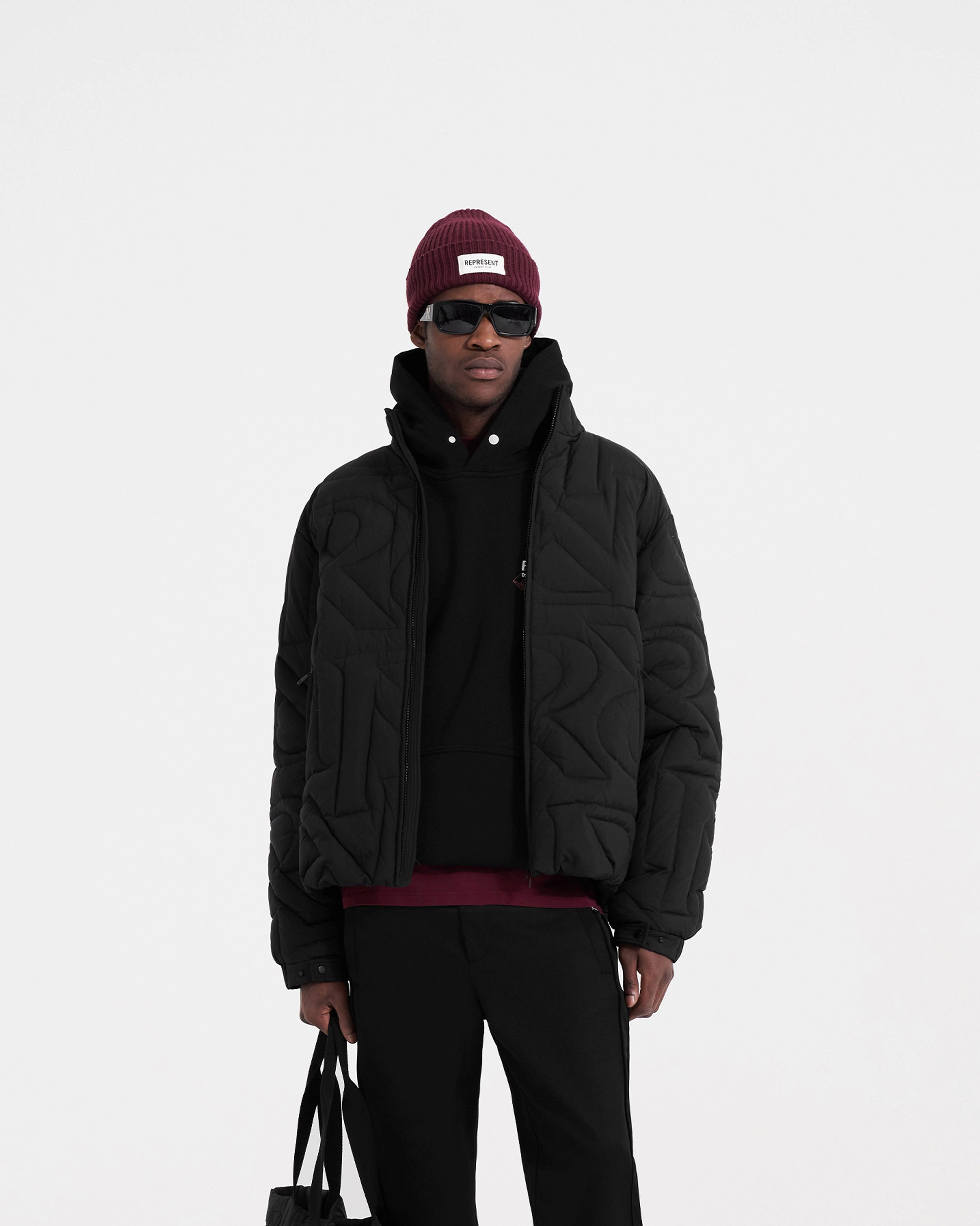 Initial Puffer Jacket - Black Reflective Zippers