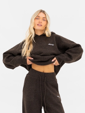 Oversized Knitted Hoodie - Chocolate Brown gym clothes