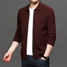 Circular Knit Technology Tencel Blend Material West Louis? Thick Warm Wool Sweater Cardigan