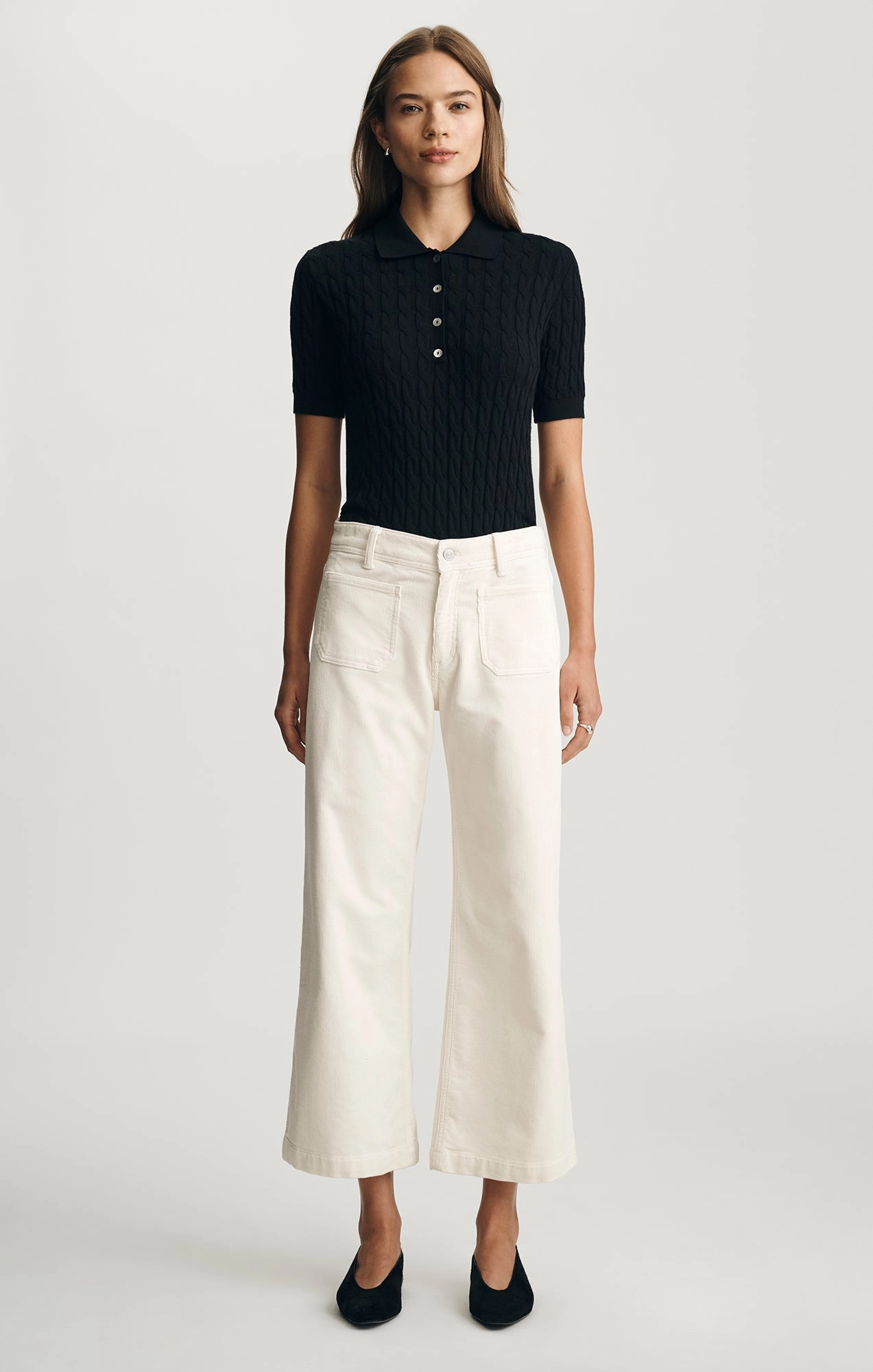 Tight Waist PALOMA MARINE WIDE LEG IN WHITE CORD