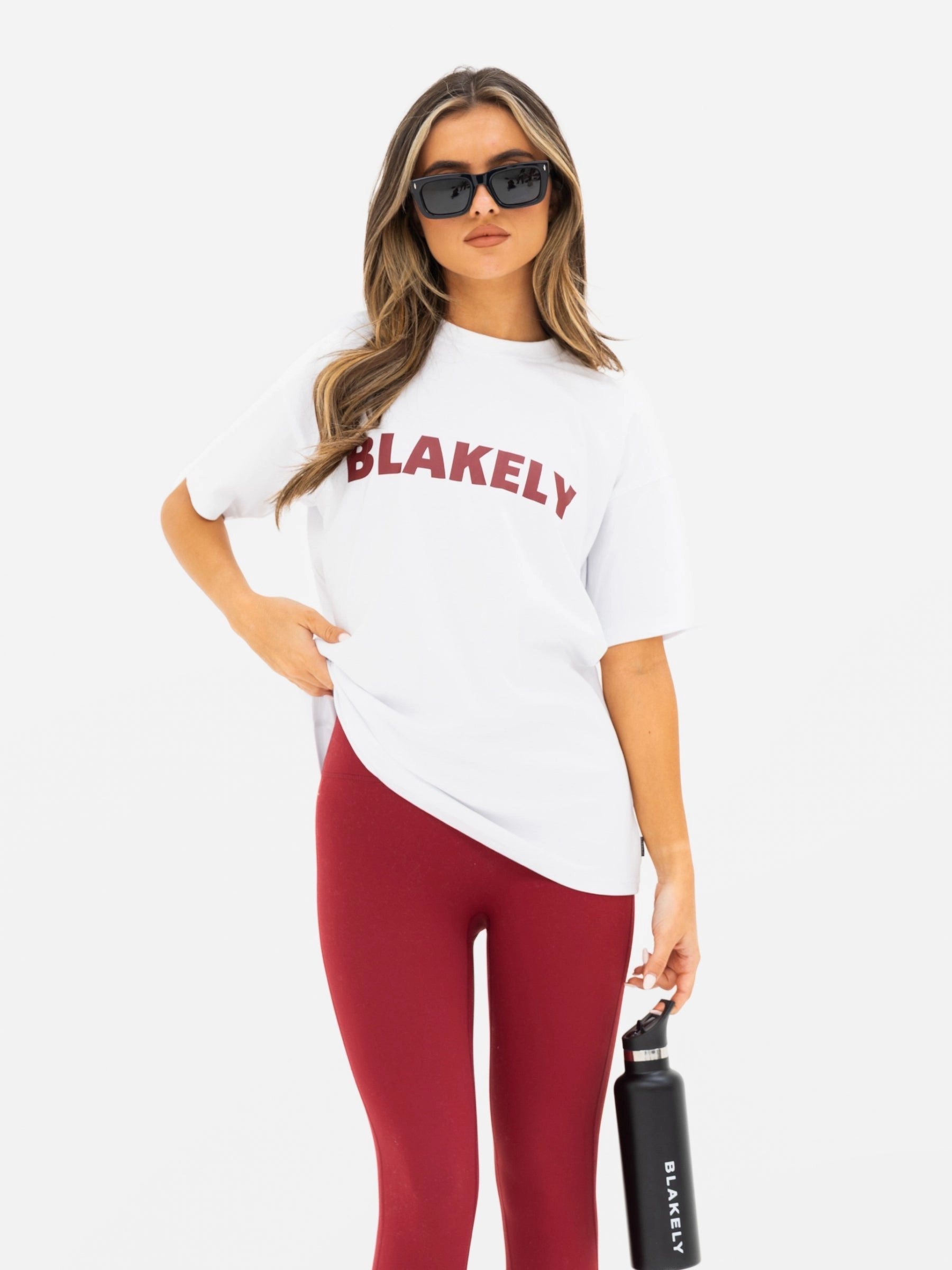 Holiday Wear Sophia Oversized T-Shirt - White & Classic Red