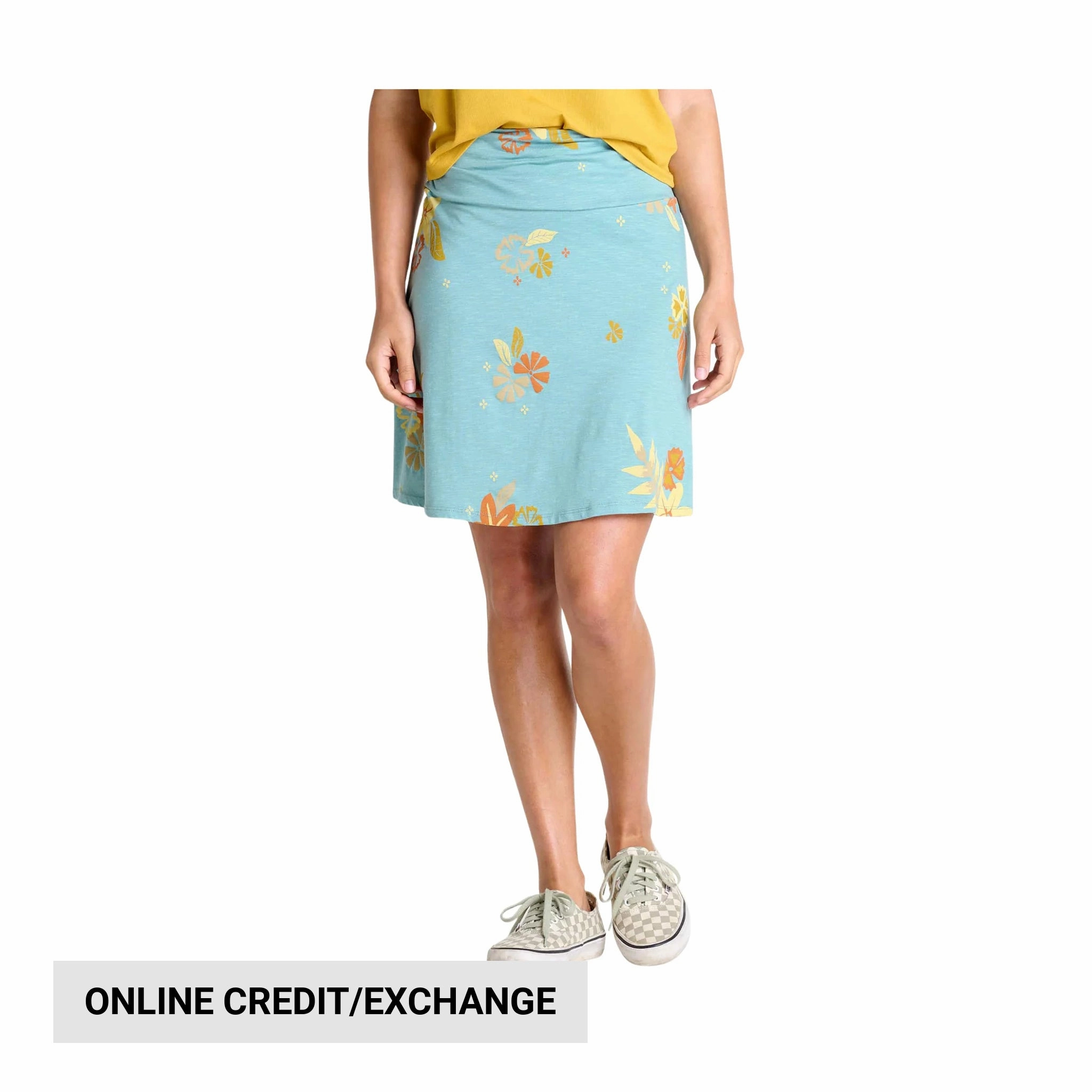 Toad & Co Women's Chaka Skirt - Mineral LG Floral Print Odor Resistant Treatment Comfortable Feel