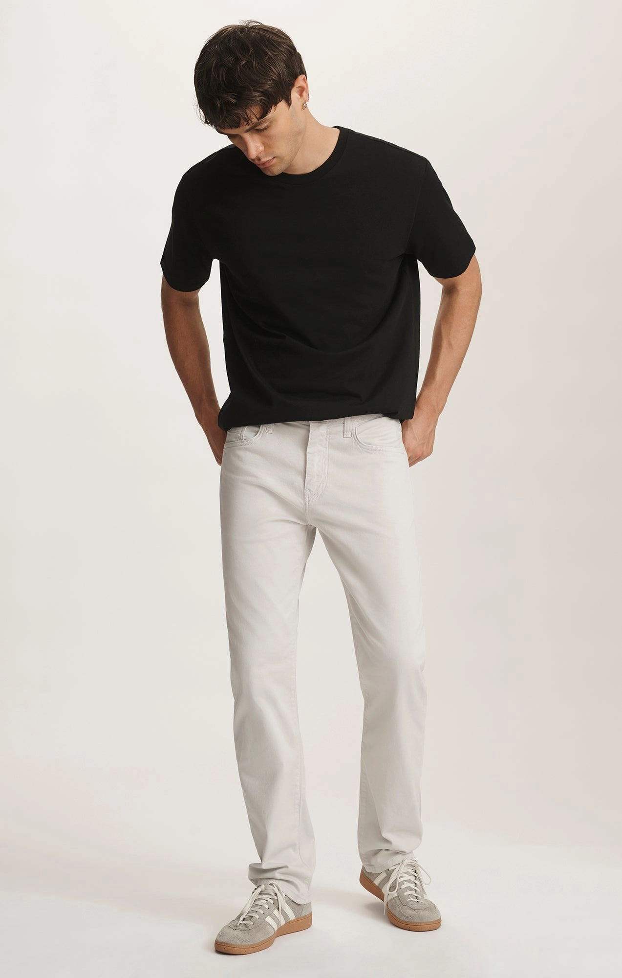 ZACH STRAIGHT LEG IN OYSTER MUSHROOM CASUAL TWILL stain resistant coating Wrinkle Free Fabric
