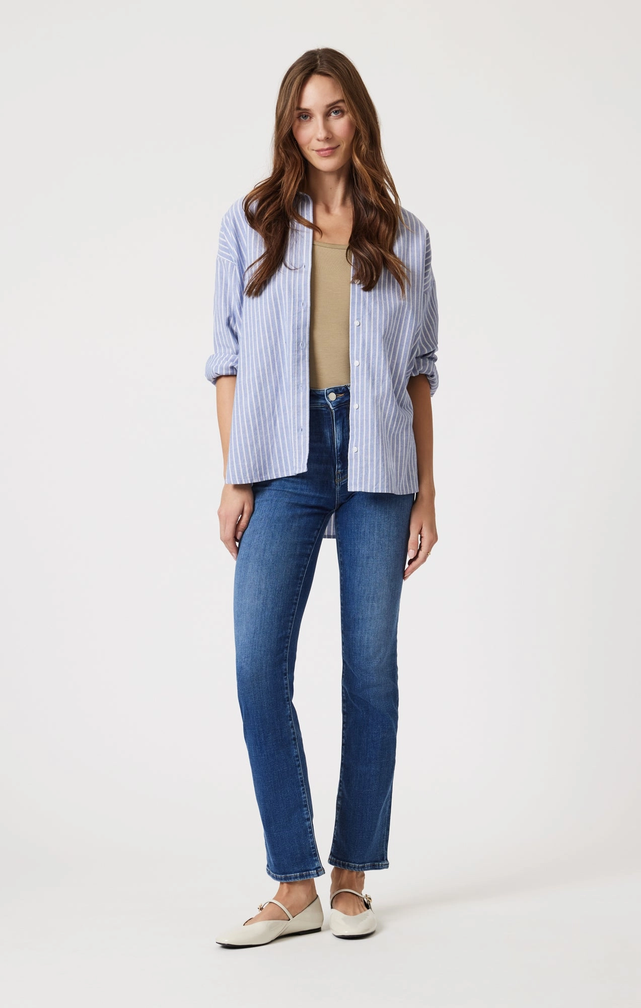 Relaxed Aesthetic Simple Detail KENDRA STRAIGHT LEG IN DARK BRUSHED FEATHER BLUE