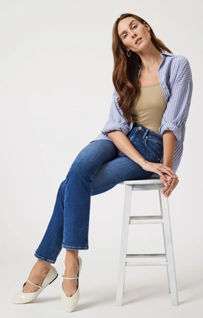 Stylish Essentials Thermal Regulating Fabric KENDRA STRAIGHT LEG IN DARK BRUSHED FEATHER BLUE