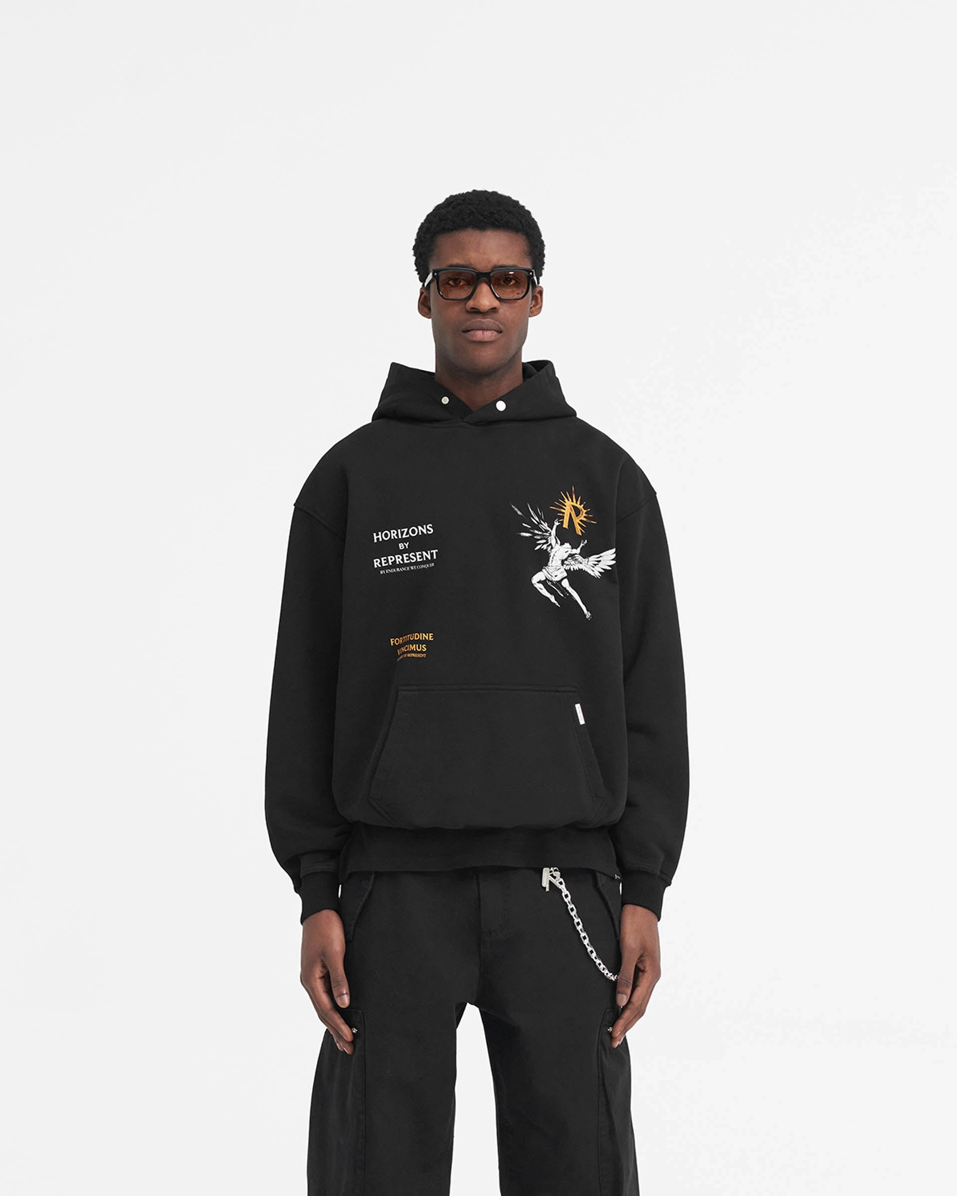 Icarus Hoodie - Jet Black V neck Machine washable