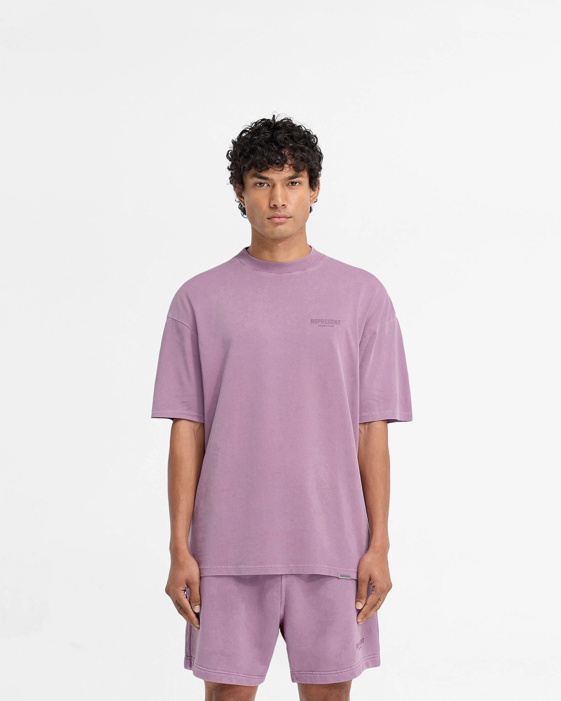Represent Owners Club T-Shirt - Mid Purple Elegant Detail