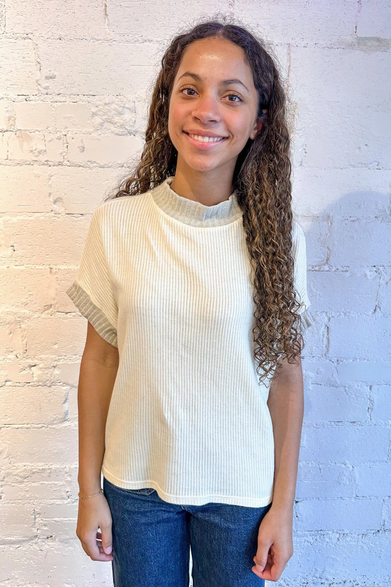 Project Social Everly Mixed Rib Tee Versatile Comforted