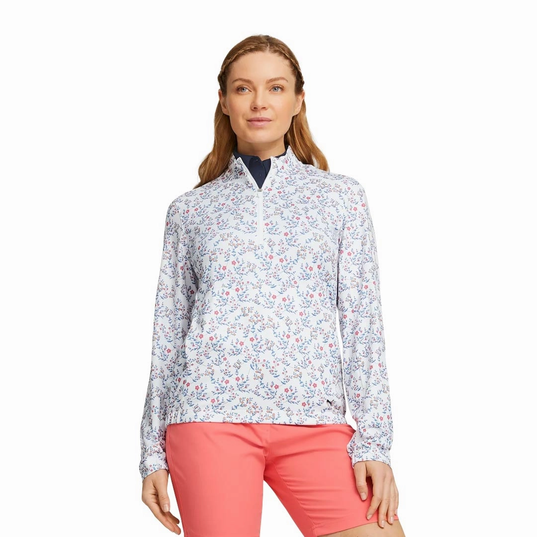 Thermoregulating Lining BreathableLining Puma - Women's Micro Floral Cloudspun 1/4 Zip (539100 01)