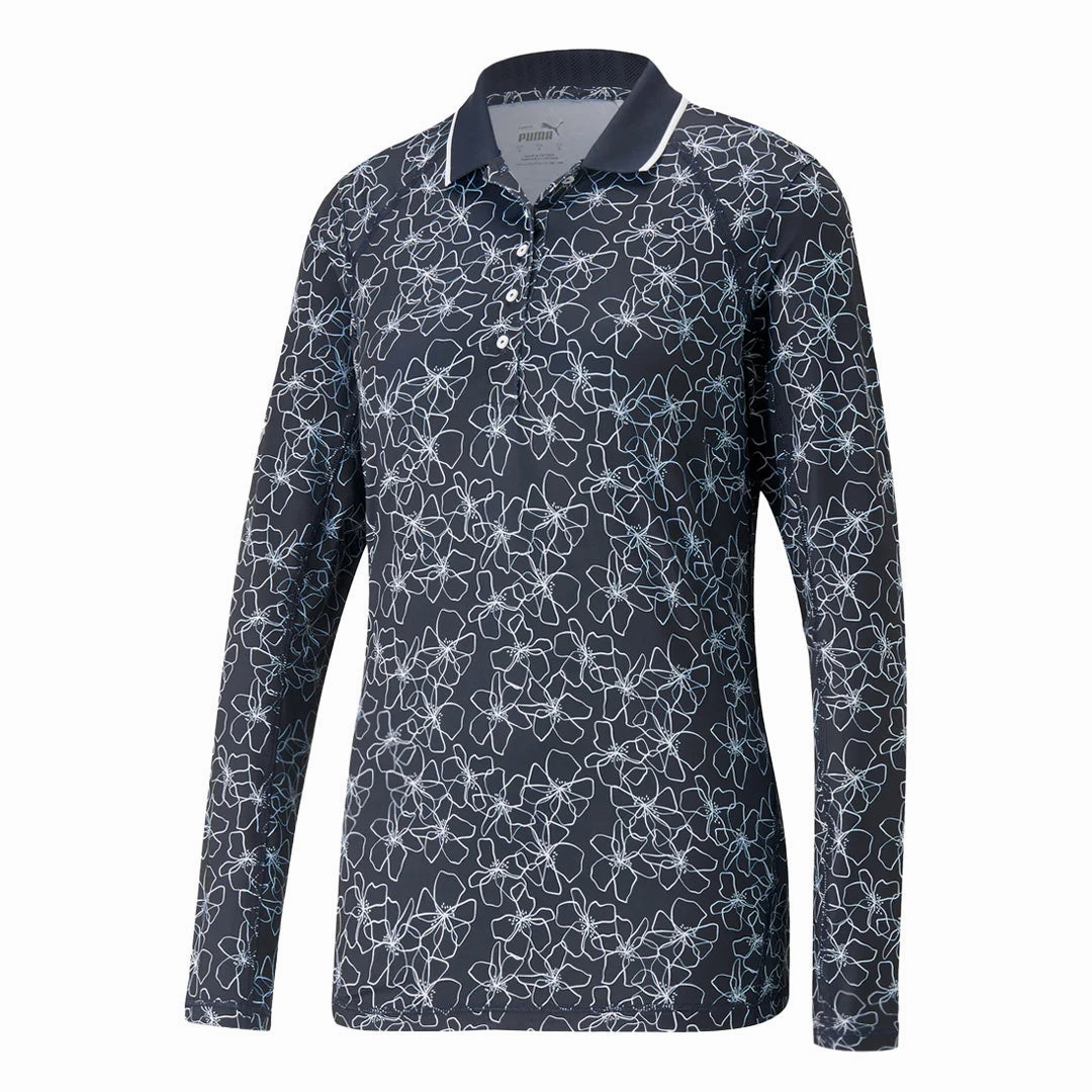 Puma - Women's YouV Island Flower Long Sleeve Polo (539037 01) WindResistant Coating