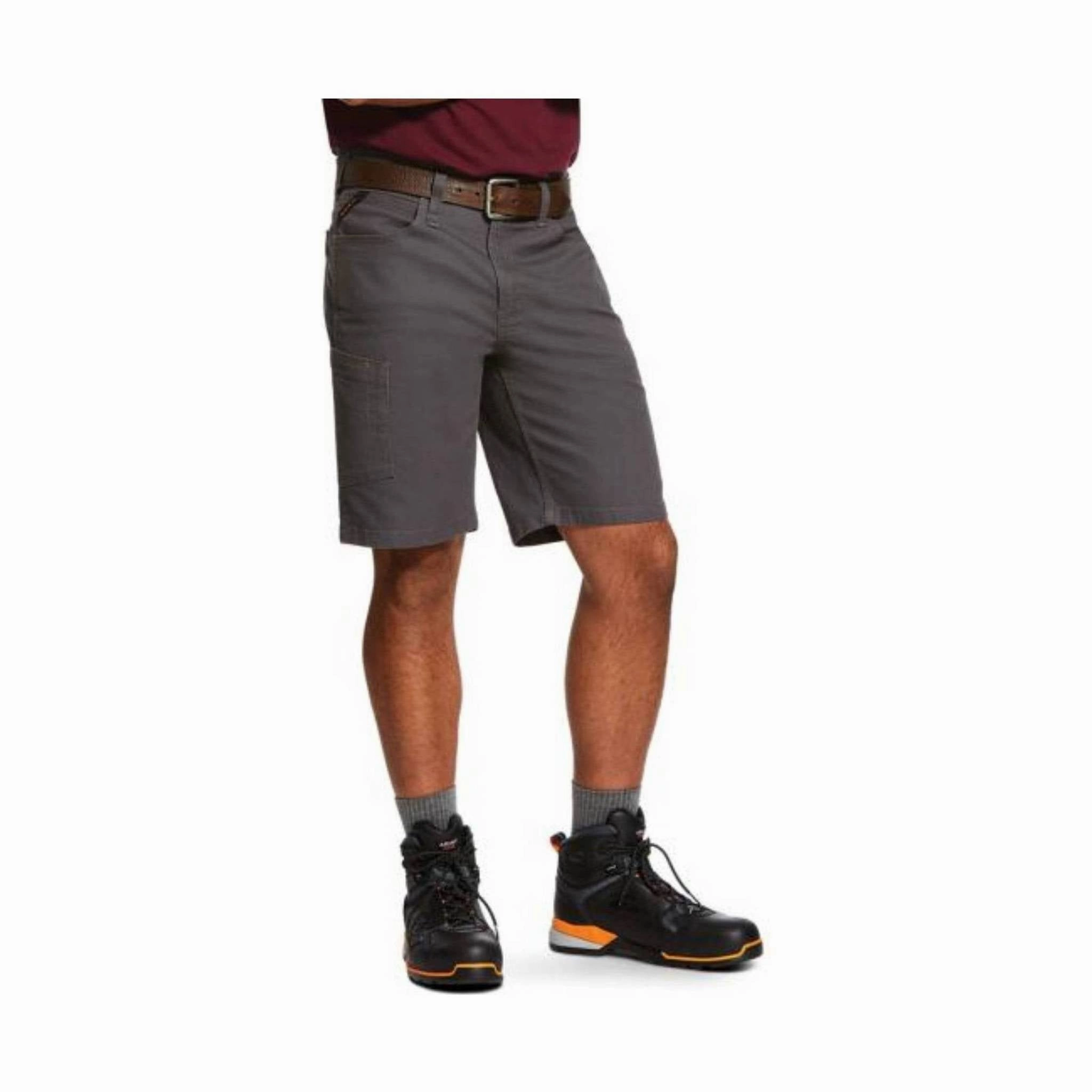 Effortless Comfort Minimal Stretch Ariat Men's Rebar Durastretch Made Tough Short 10 Inch - Grey