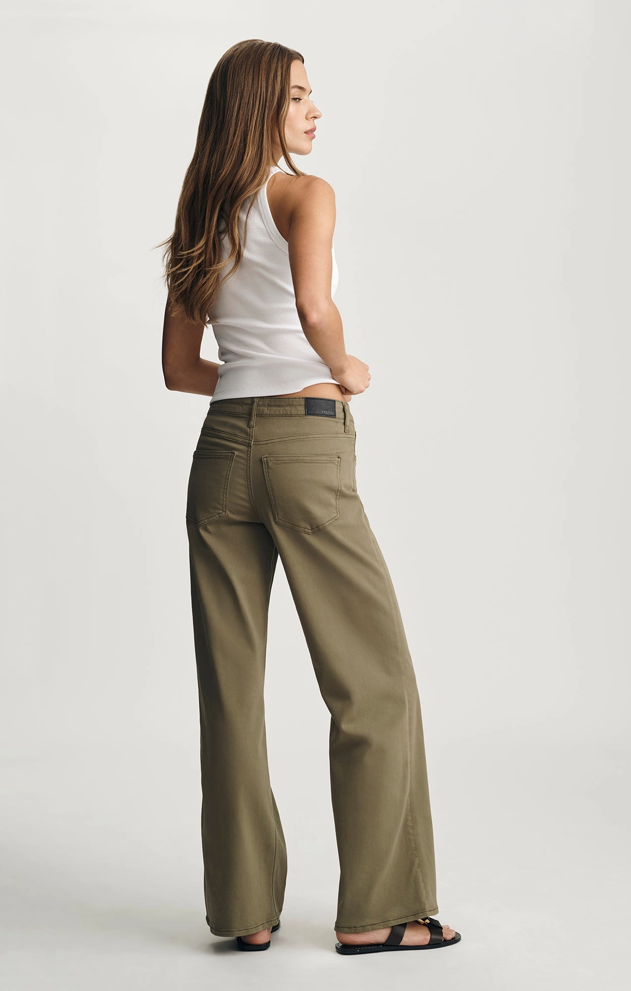 Multi Pocket System ALENA WIDE LEG IN DARK OLIVE SATEEN