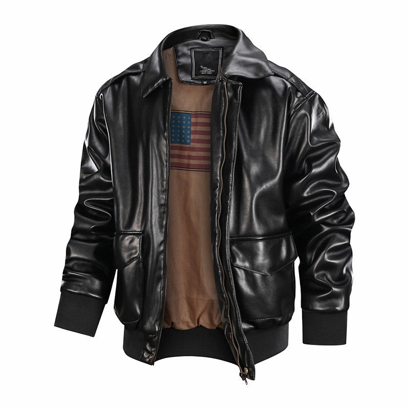 Noise Reduced Fabric Breathable City Style West Louis? American Soft Air Force Pilot Leather Jacket