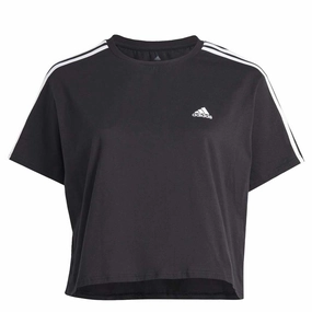 adidas - Women's Essentials 3-Stripes Single Jersey Crop T-Shirt (Plus Size) (IC5002) Eco Friendly Extended Coverage