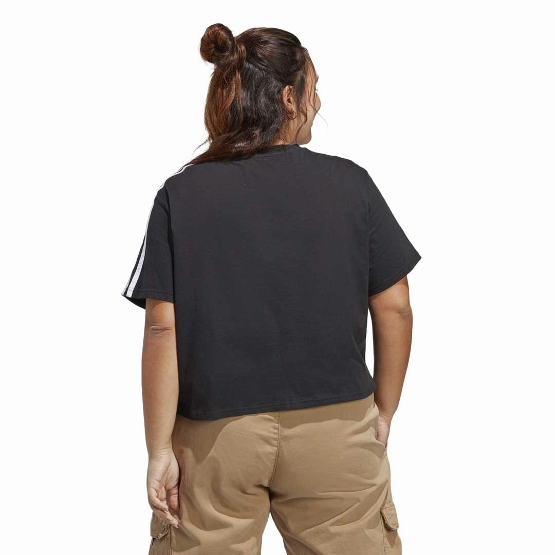 Compression Fit Technology adidas - Women's Essentials 3-Stripes Single Jersey Crop T-Shirt (Plus Size) (IC5002)