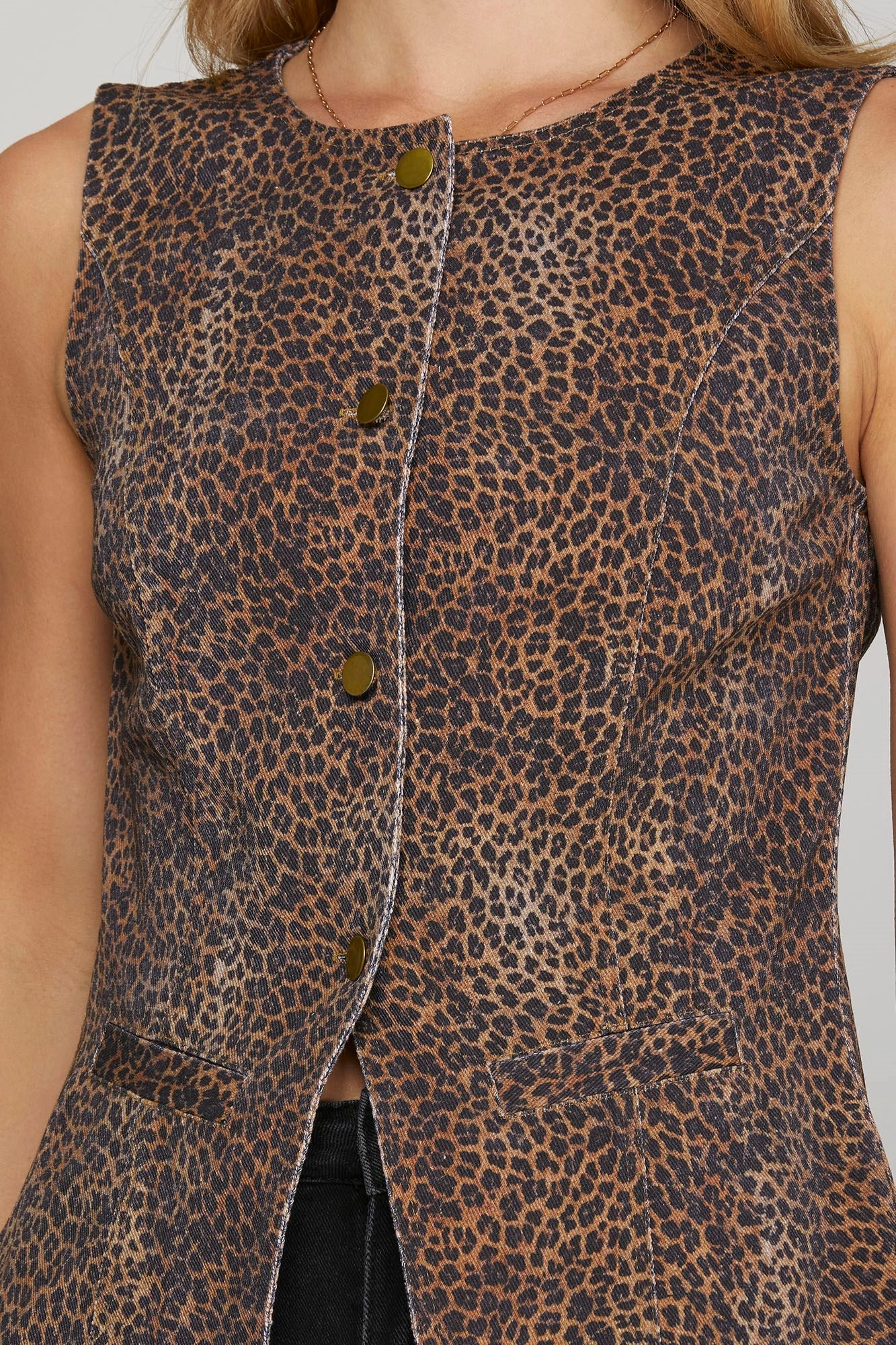 LayeringFriendly Weight Animal Print Blazer Vest