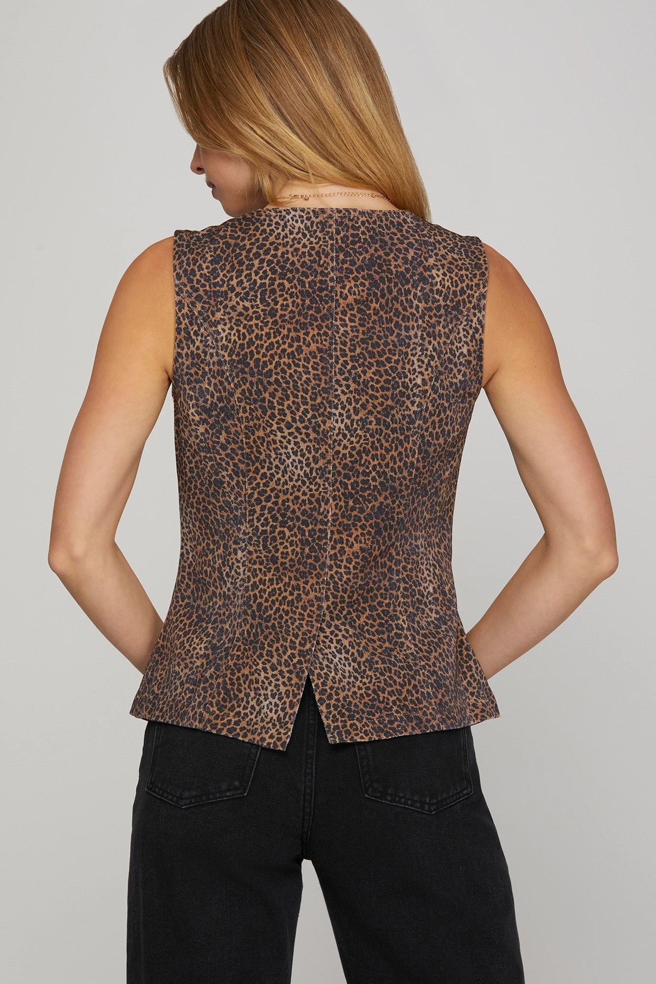 Animal Print Blazer Vest BondedHemline