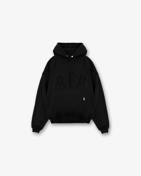 Rep Applique Hoodie - Off Black Athletic Comfort Faux Suede