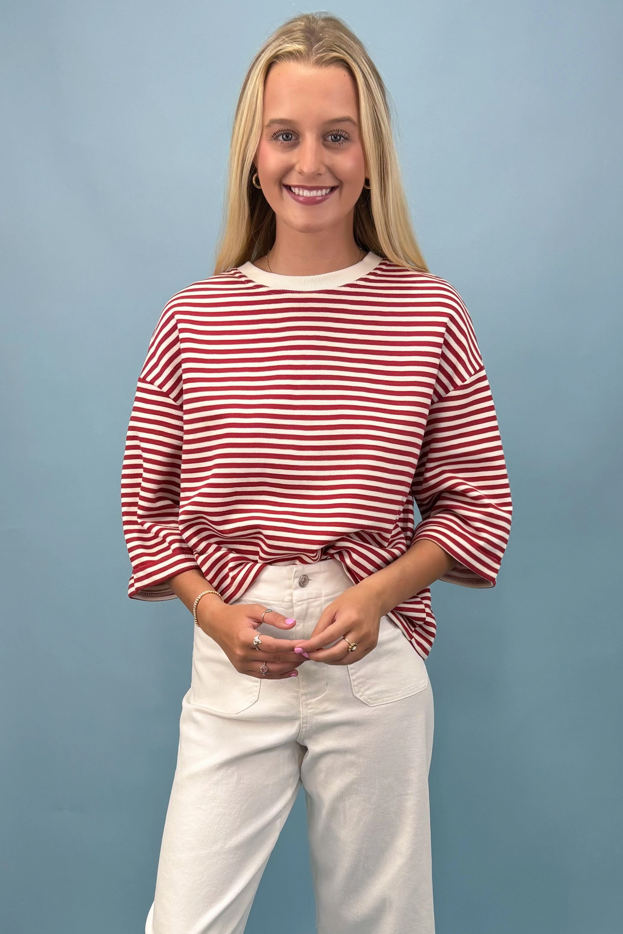 Dockside Cutie Striped Open Back Top TaglessNecklineComfort