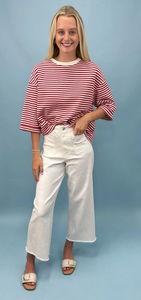 Dockside Cutie Striped Open Back Top 3D Spacer Fabric Slim Fit Shirt