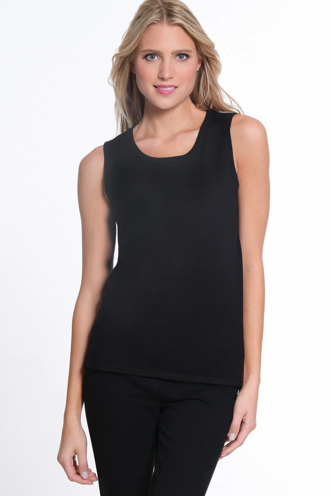 Bamboo Derived Material Black Jewel Neck Tank Sweater