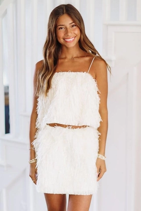 Sustainable Manufacturing Light Deflection Fabric Runway Ready Crop Top - Cream