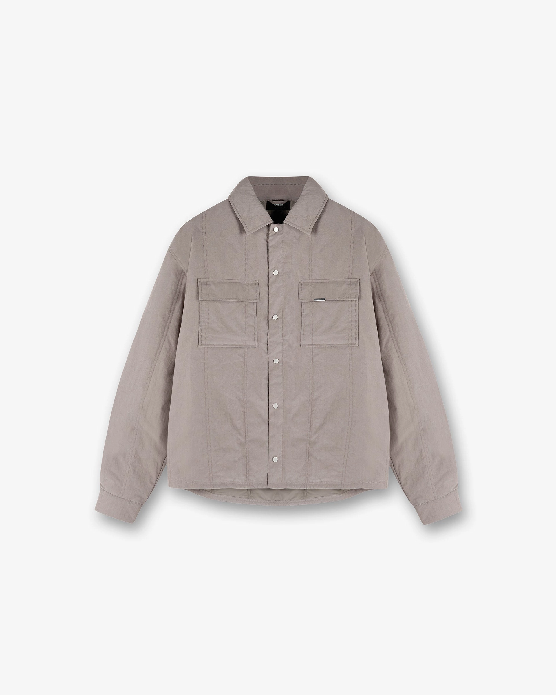 Quilted Overshirt - Mid Grey Micro Perforated Texture Stretch Fit Technology
