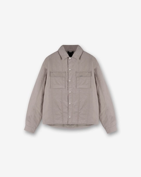Quilted Overshirt - Mid Grey Micro Perforated Texture Stretch Fit Technology
