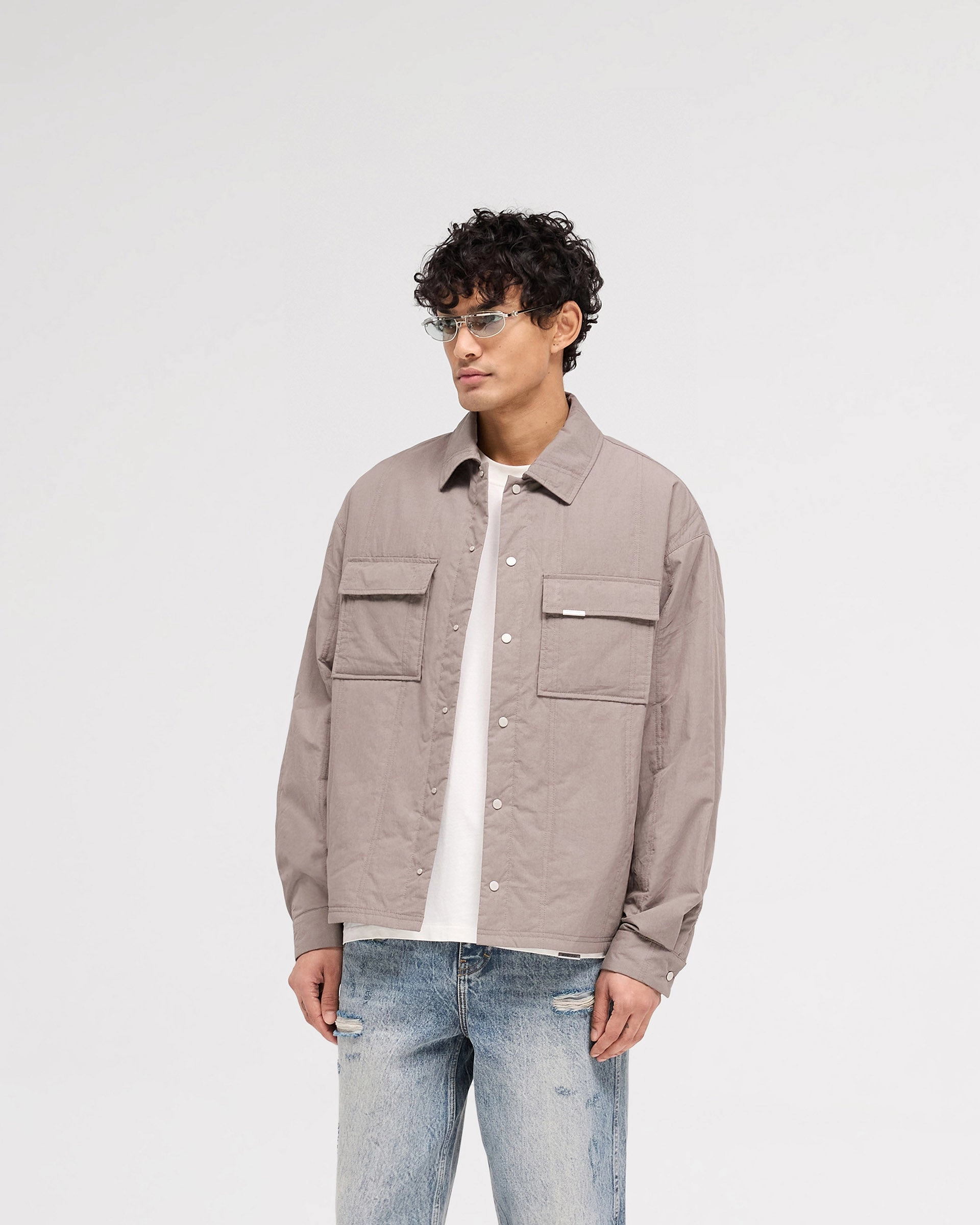 Quilted Overshirt - Mid Grey Vibrant color All-Occasion Wear