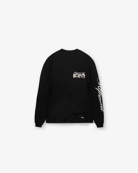 Raceway Long Sleeve T-Shirt - Jet Black Cozy Apparel Comfy Pieces
