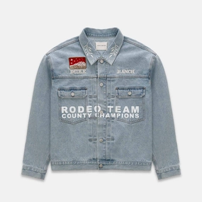 Duke Ranch Wreath Denim Jacket Travel Street Style Matte Finish