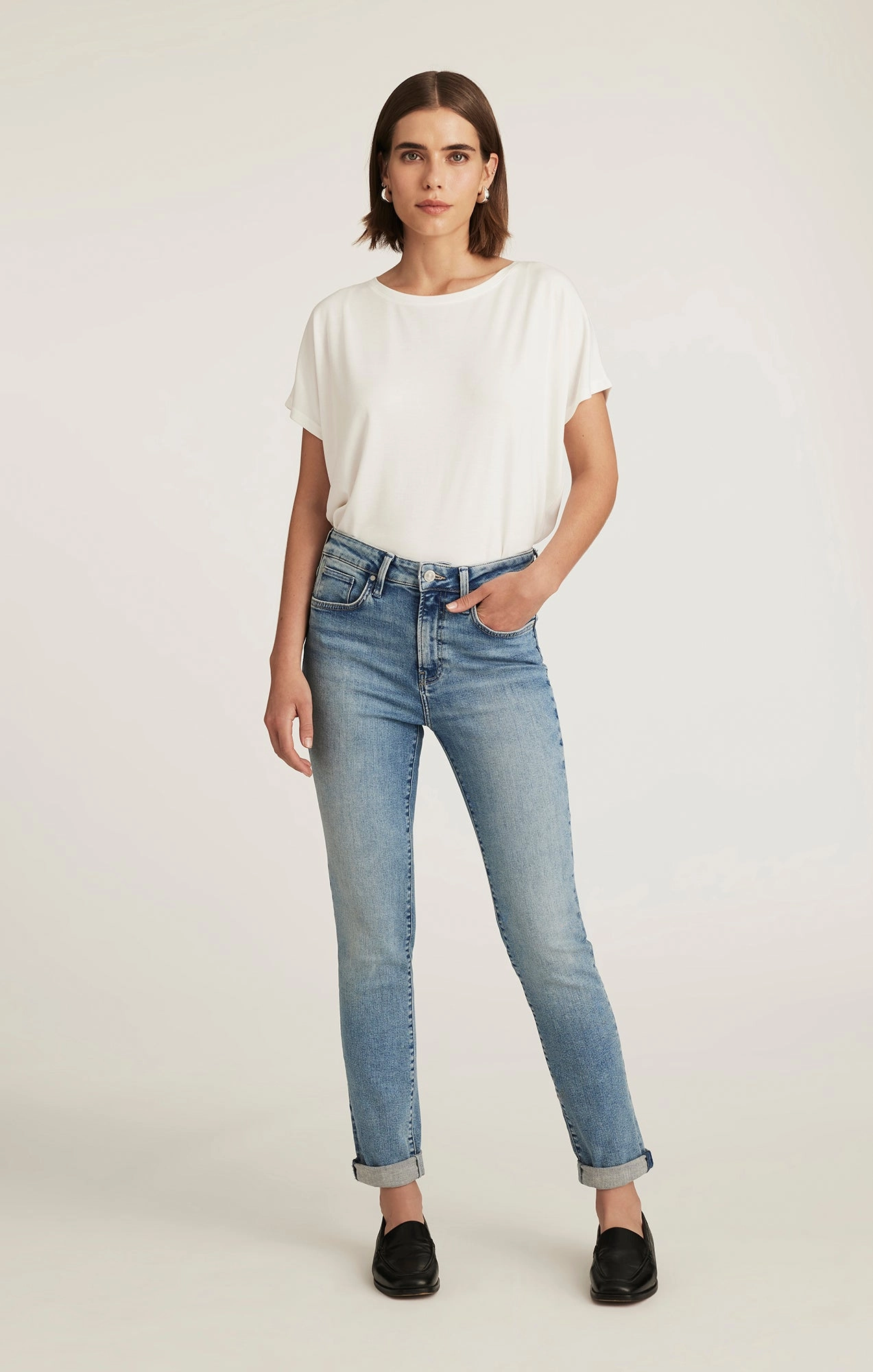 Trendy Choice Traveler Gear Summer Vibes Fashion Lover KATHLEEN SLIM BOYFRIEND IN LIGHT BRUSHED FLEX BLUE