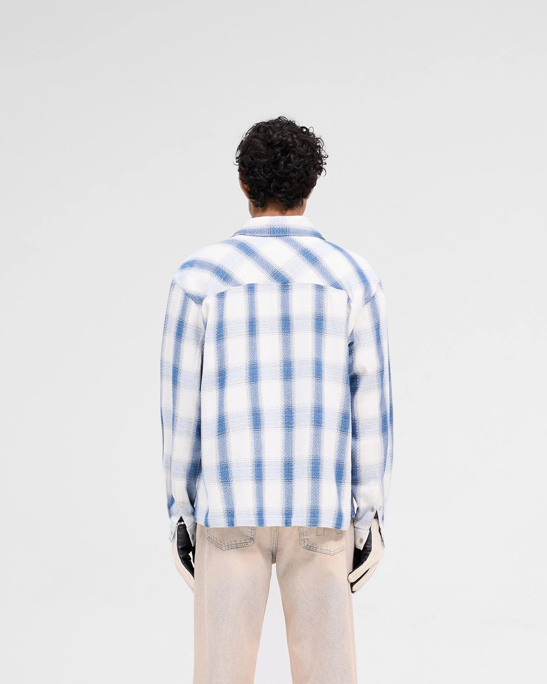 All-Season Wear Cooling Mesh Lining Season Flannel Shirt - Mid Blue