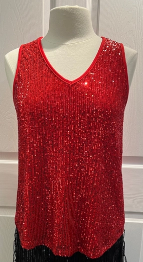 Fade Resistant Dye LightweightTexture Red Sequin Tank Top