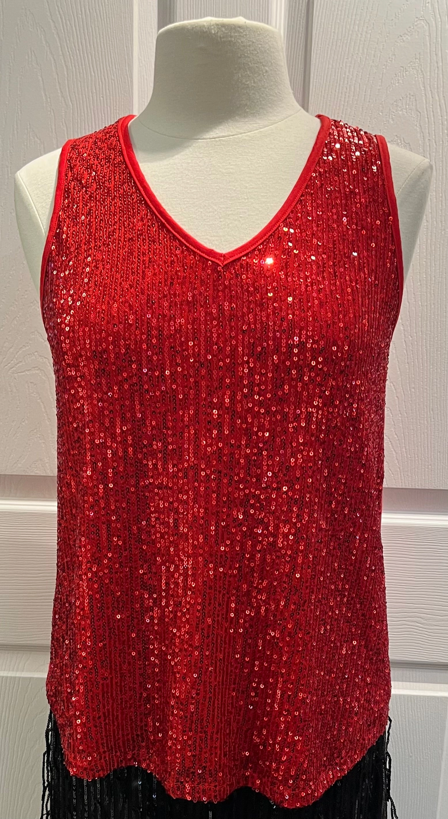 Red Sequin Tank Top Cozy Fit