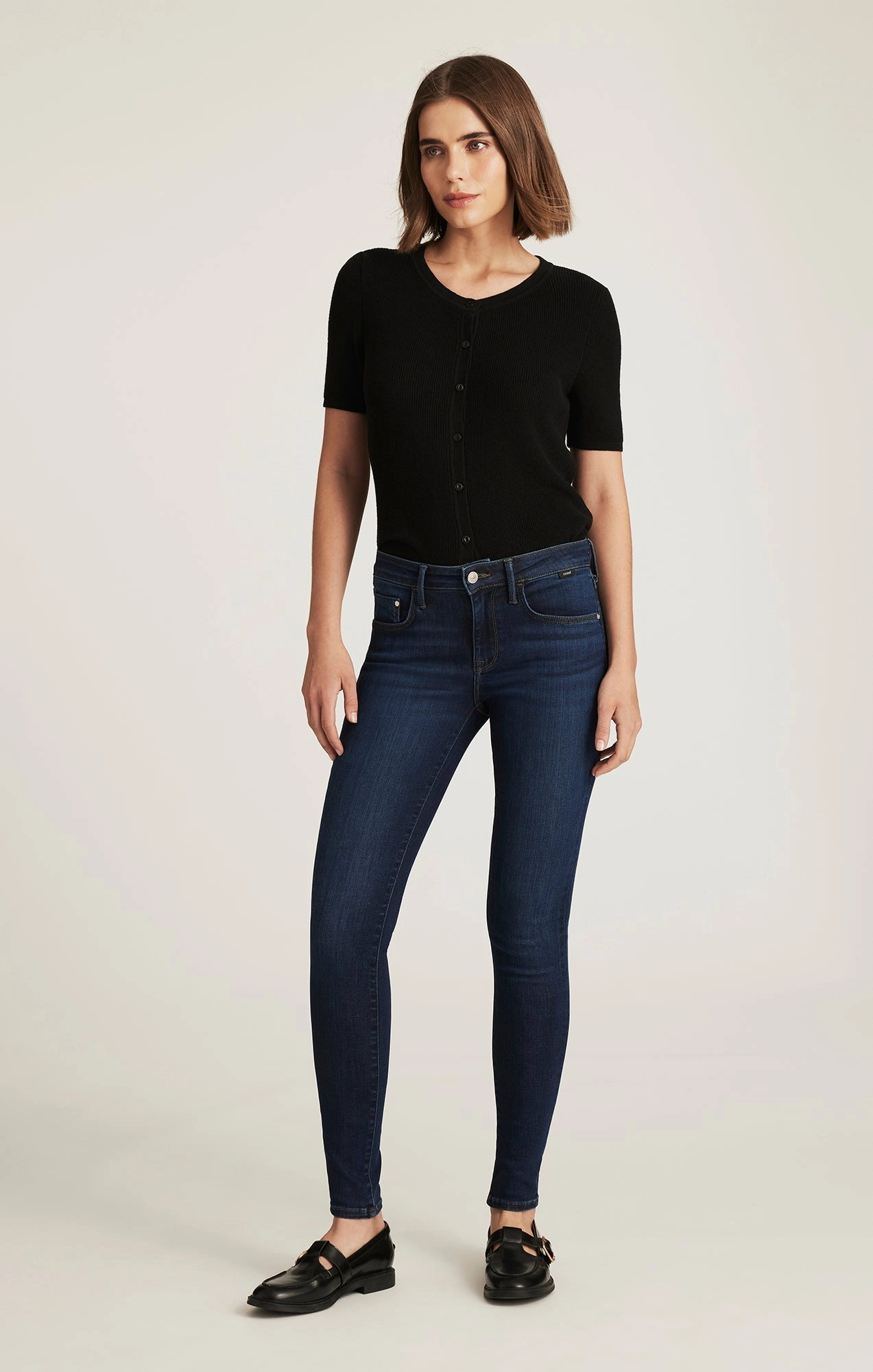Sanded Seam Comfort Weighted Hemline ADRIANA SKINNY IN DARK SUPERSOFT