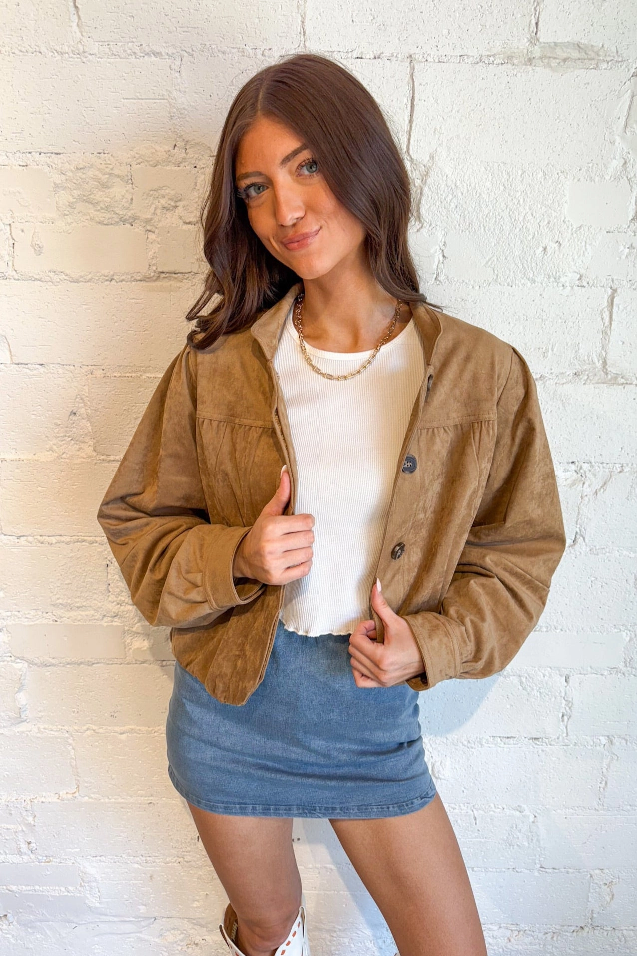 Abrasion Resistant Finish Ultra Compact Packing Design Cool Girl Suede Jacket