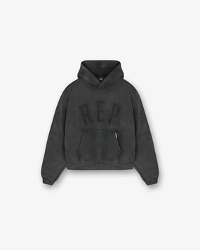 Rep Applique Hoodie - Vintage Black College Wear Muskox like