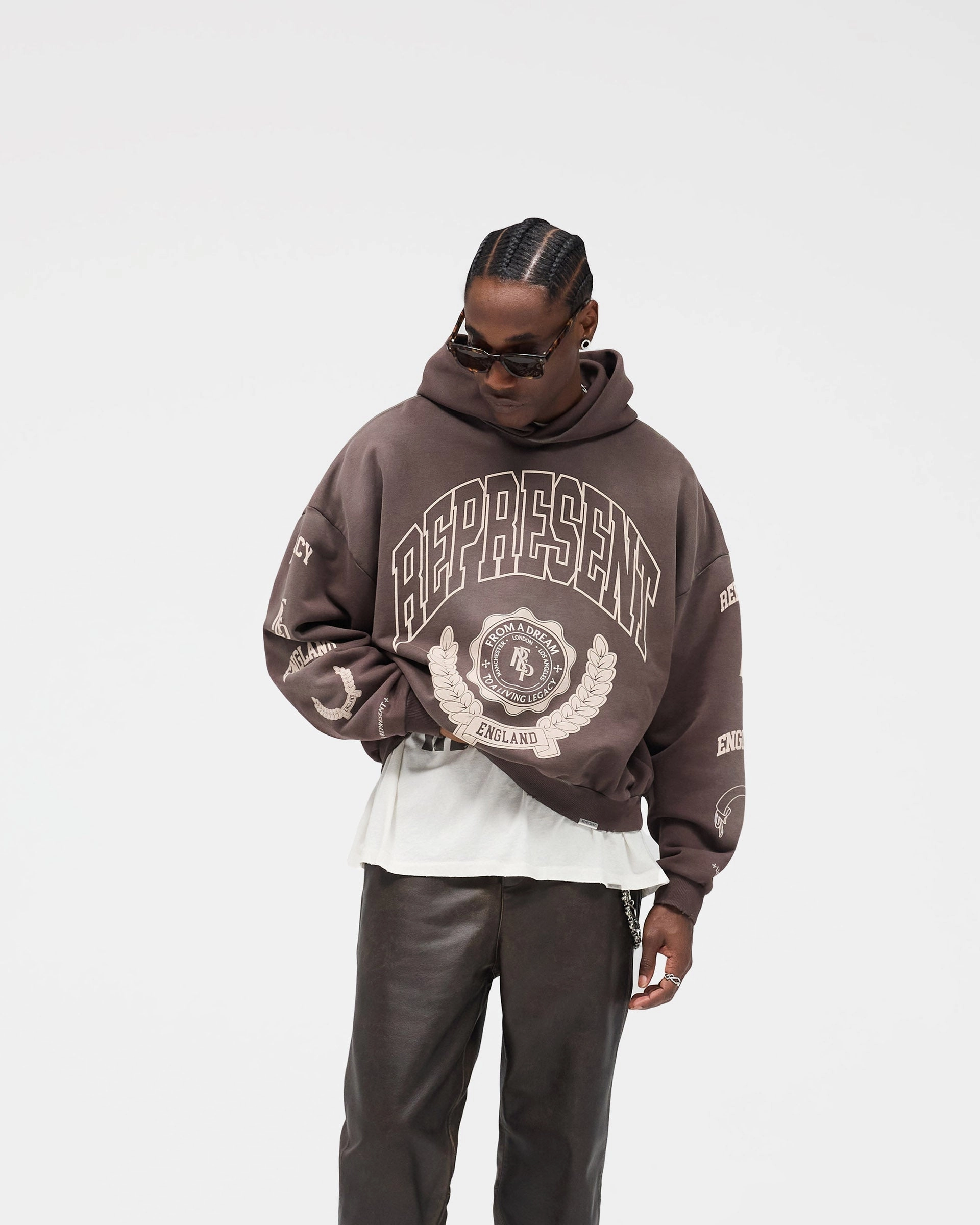 Represent Legacy Crest Hoodie - Nero Cozy Waistband