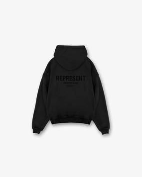 Represent Owners Club Flocked Hoodie - Black Stretchable Waistband Street Fit