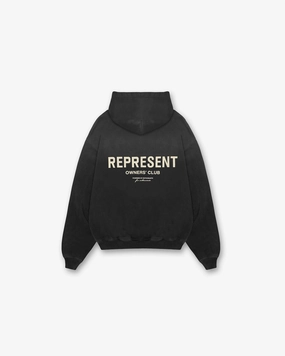 Urban Fit Layered Look Represent Owners Club Hoodie - Aged Black
