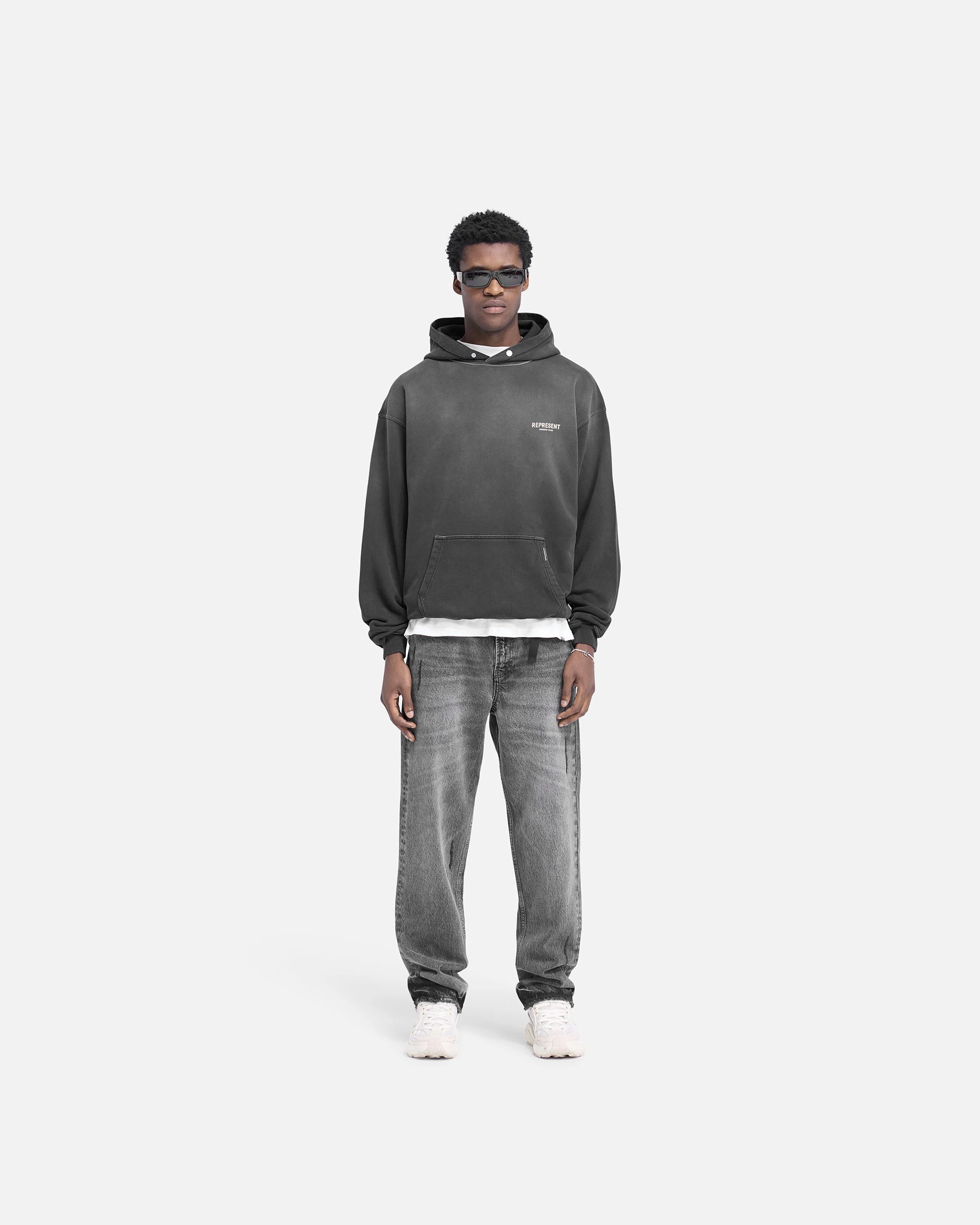 Oversized Silhouette Thermal Regulating Fabric Represent Owners Club Hoodie - Aged Black