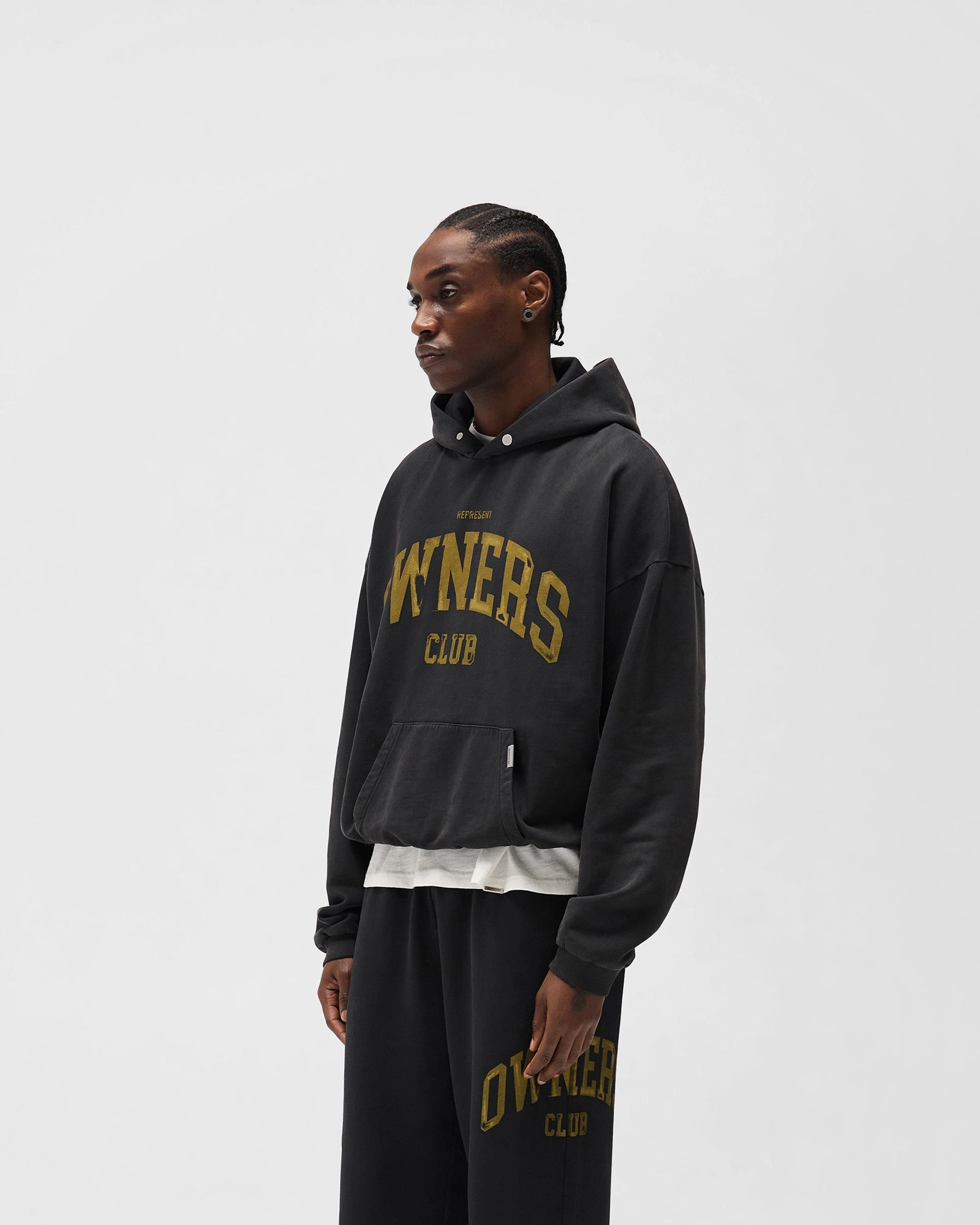 Represent Owners Club Hoodie - Faded Black Stretch Knit Technology