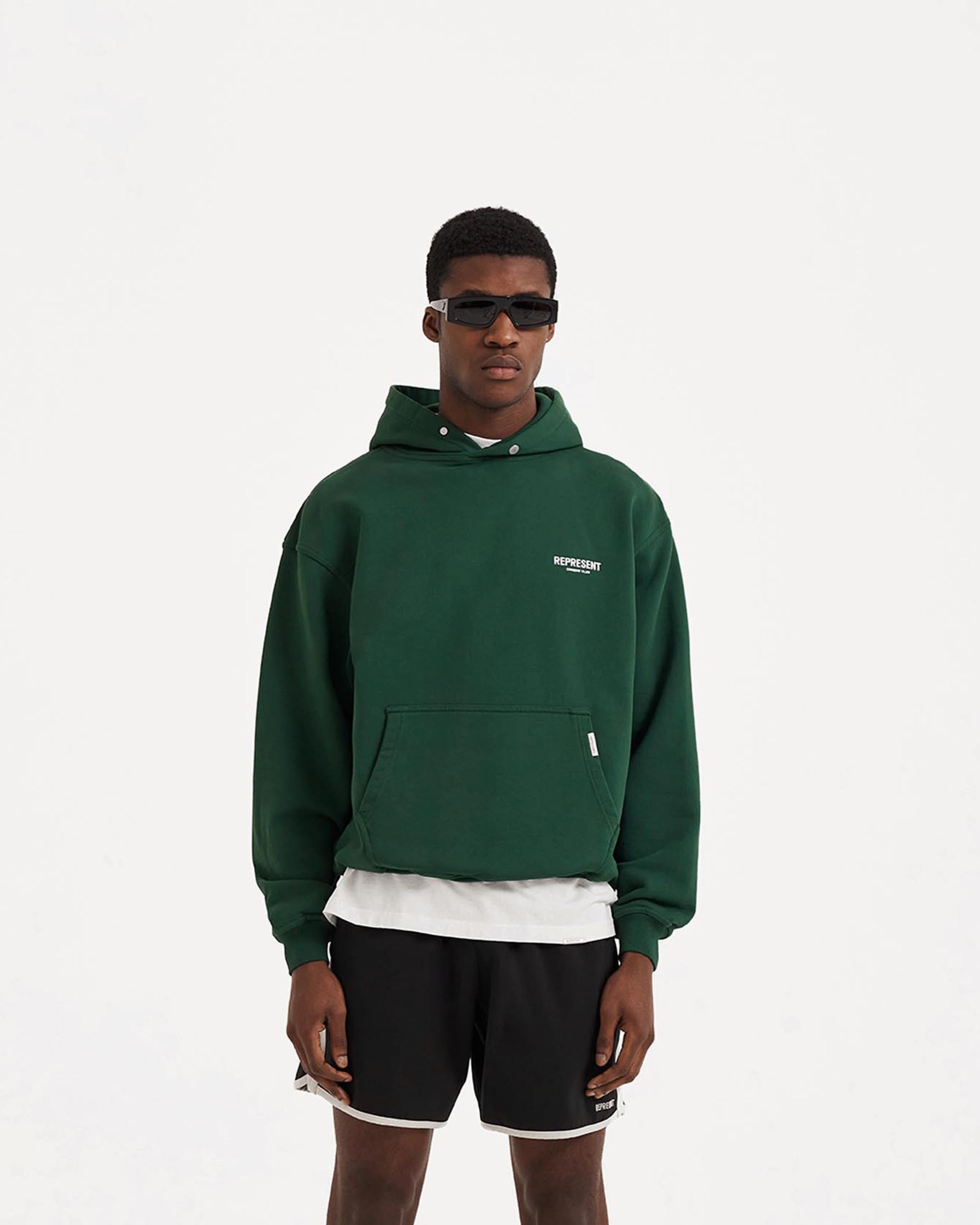 Men's Metallic look Represent Owners Club Hoodie - Racing Green