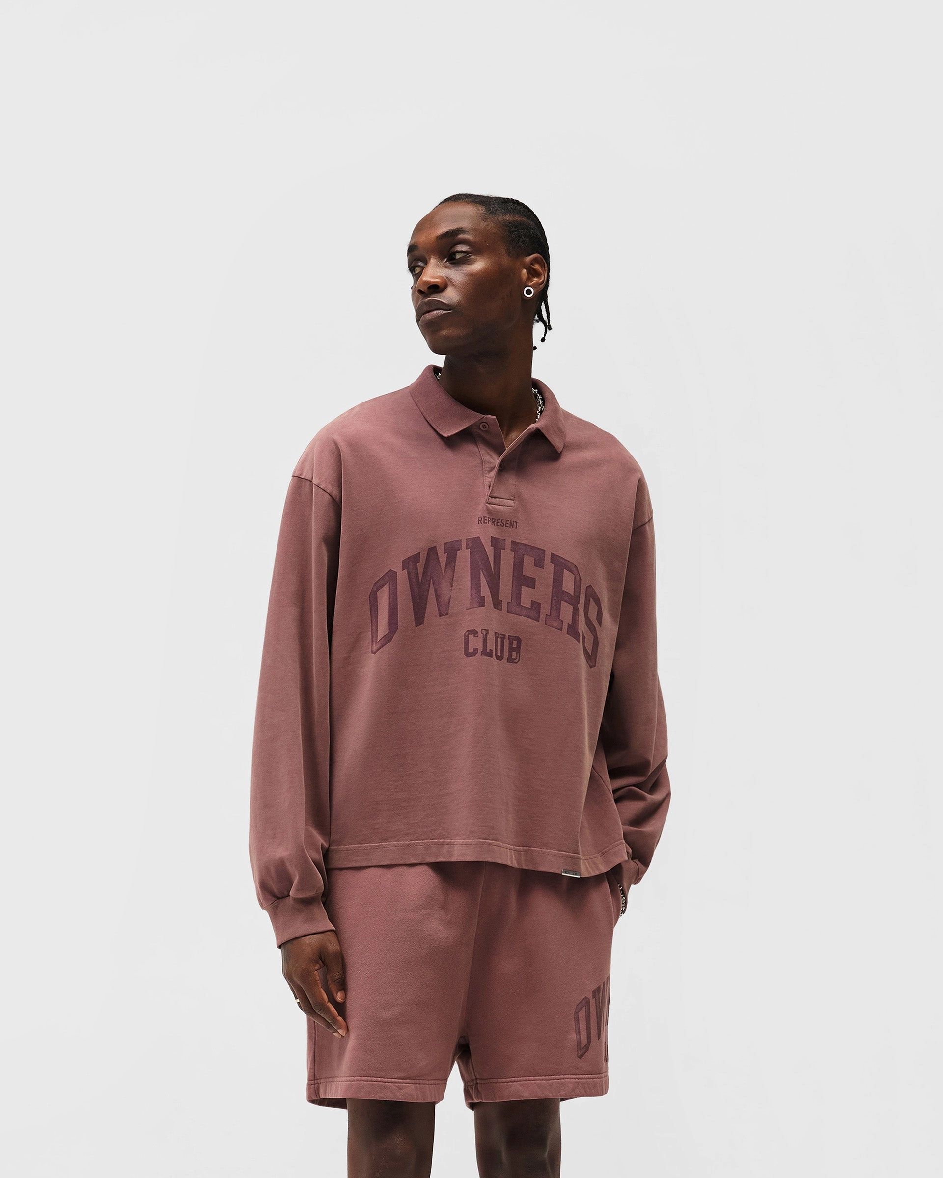 Represent Owners Club Rugby Polo - Smoked Rose Lightweight Stretch Fabric